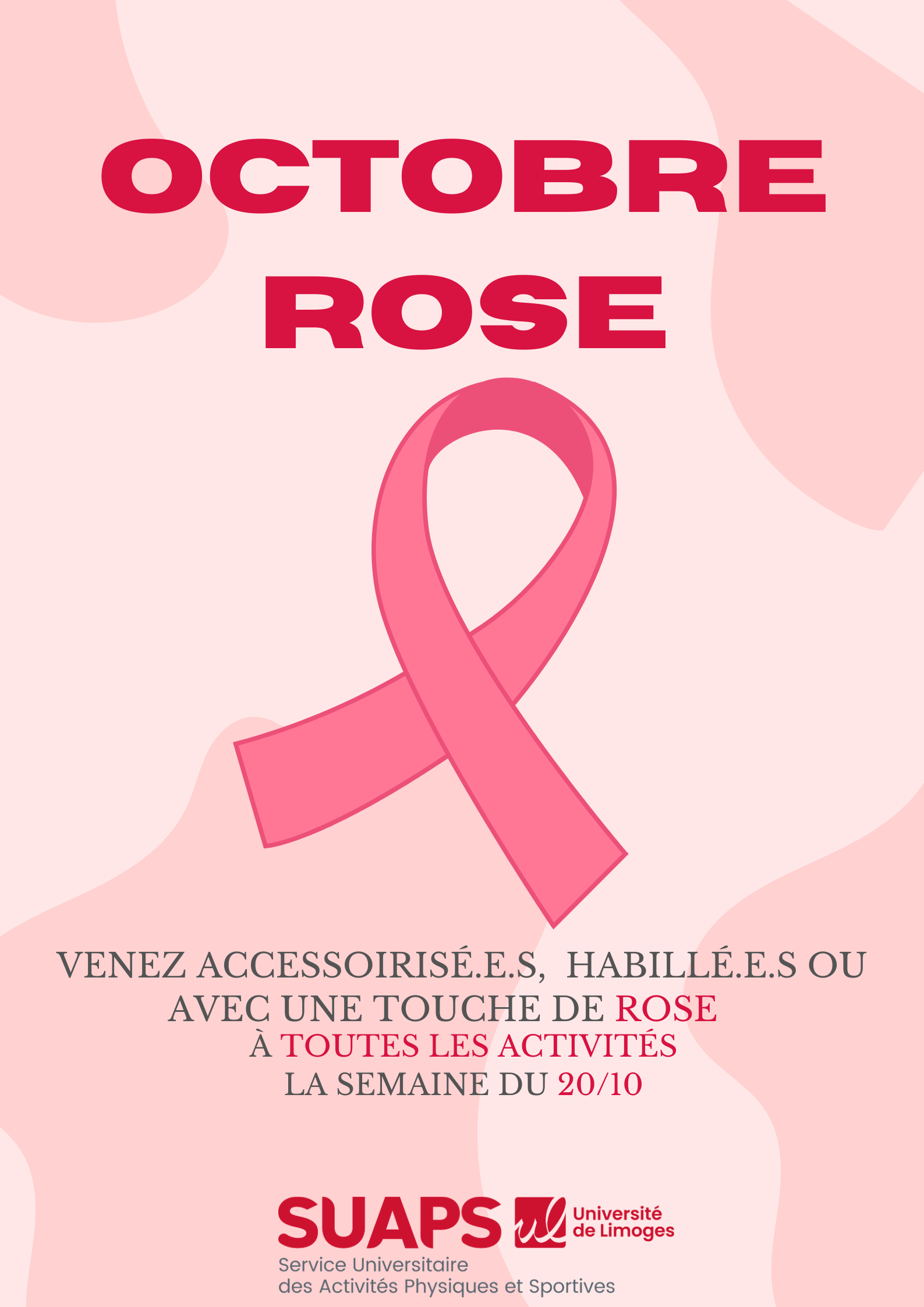 Octobre rose 2025 : venez habillé.e.s ou avec une touche de rose la semaine du 20/10